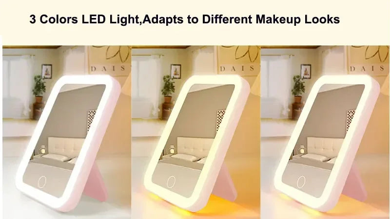 LED Makeup Mirror with Touch Control & Adjustable Light