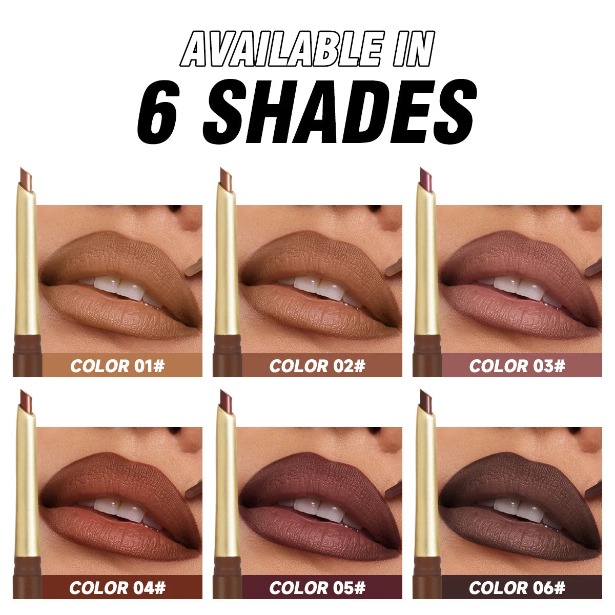Matte Nude Lip Liner Set (6 Colors) – Long-Lasting & Natural Finish
