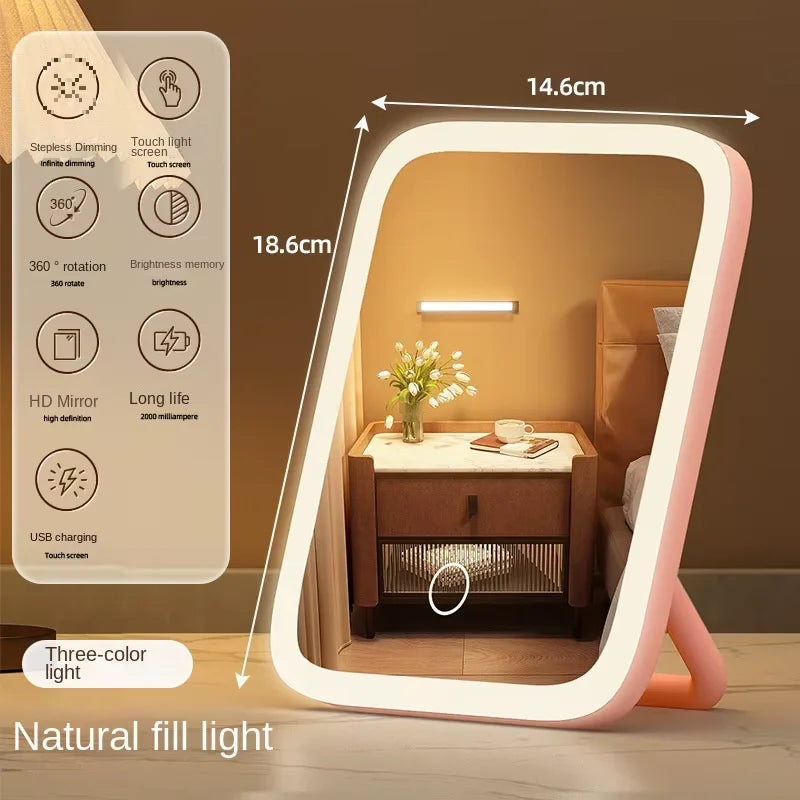LED Makeup Mirror with Touch Control & Adjustable Light