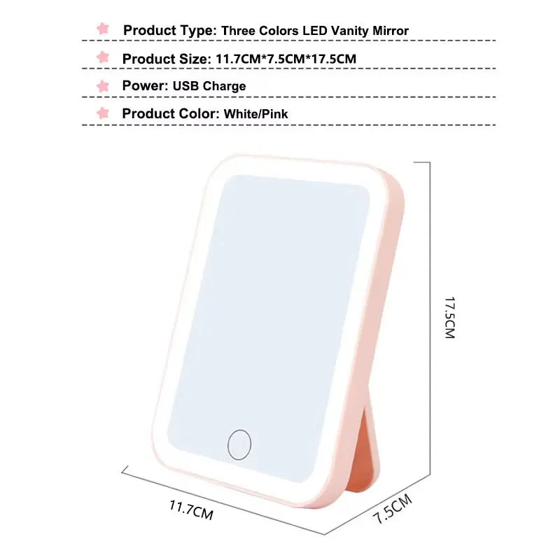 LED Makeup Mirror with Touch Control & Adjustable Light