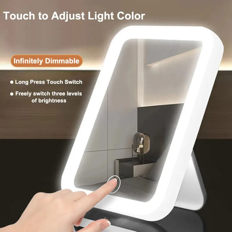 LED Makeup Mirror with Touch Control & Adjustable Light